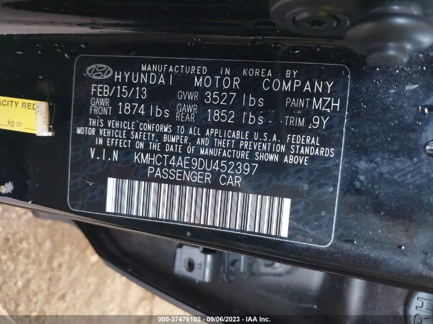 2013 HYUNDAI ACCENT GLS - KMHCT4AE9DU452397