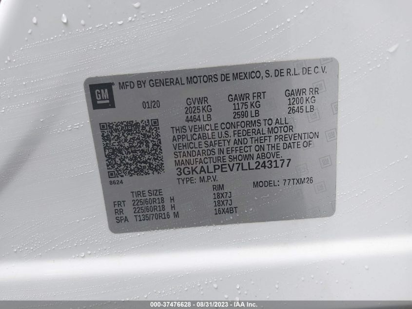 2020 GMC TERRAIN SLT - 3GKALPEV7LL243177