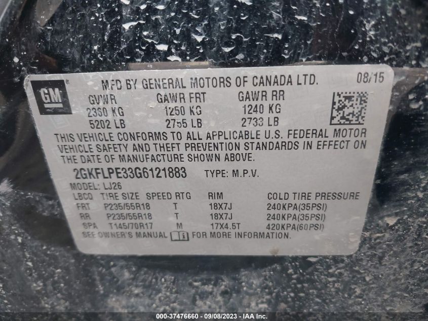 2016 GMC TERRAIN SLT - 2GKFLPE33G6121883