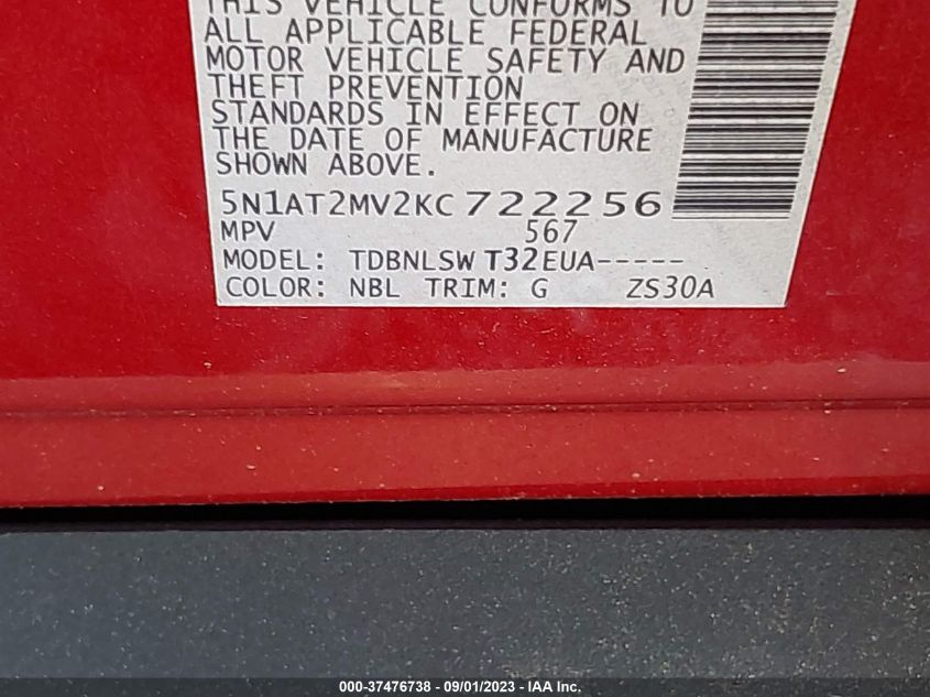 2019 NISSAN ROGUE SL - 5N1AT2MV2KC722256