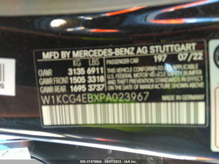 2023 MERCEDES-BENZ EQS 580 SEDAN W1KCG4EBXPA023967