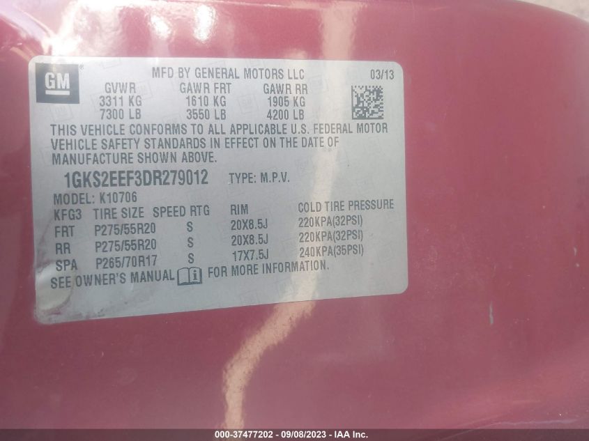 2013 GMC YUKON DENALI - 1GKS2EEF3DR279012