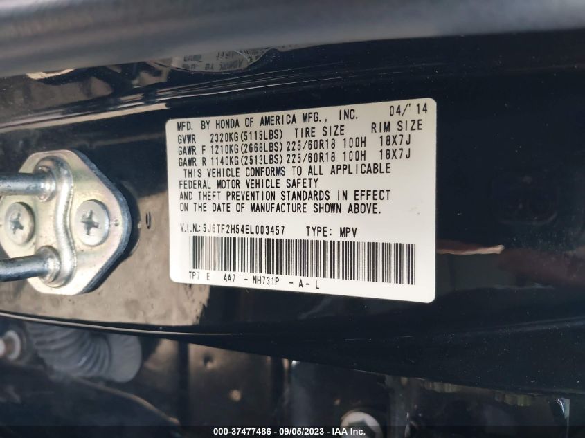 2014 HONDA CROSSTOUR EX-L 5J6TF2H54EL003457