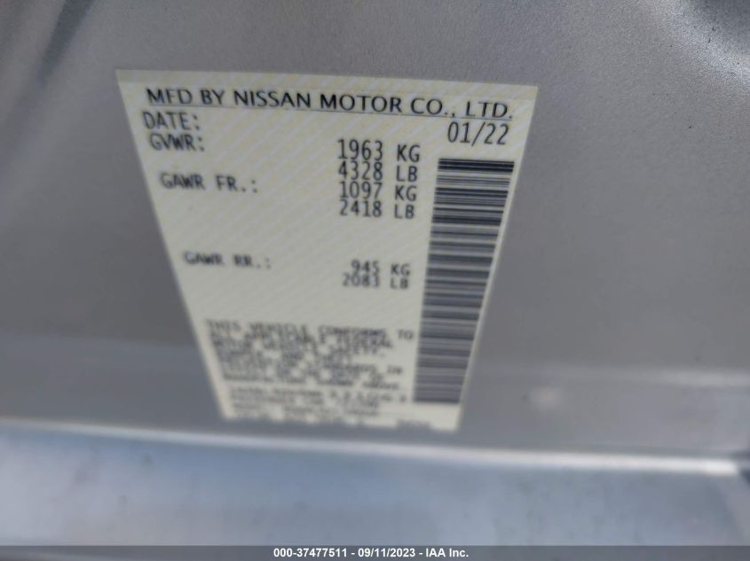 2022 NISSAN ALTIMA 2.5 SV - 1N4BL4DV4NN331063