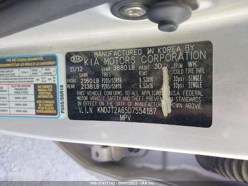 2013 KIA SOUL + - KNDJT2A65D7554187