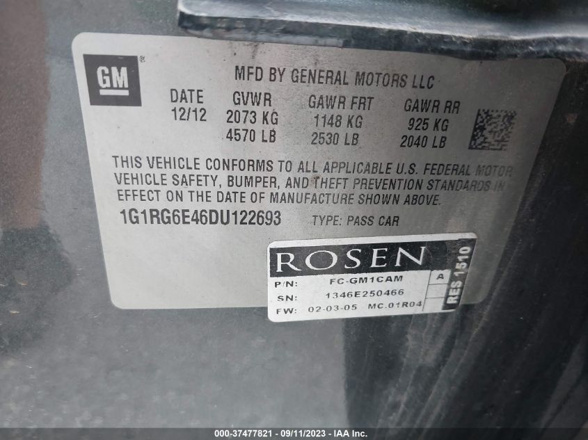 2013 CHEVROLET VOLT - 1G1RG6E46DU122693