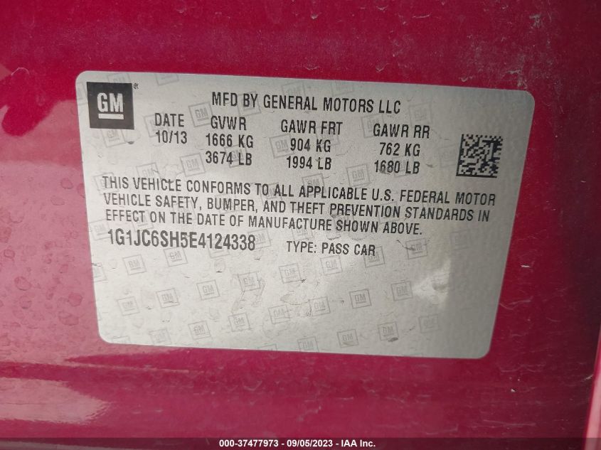 2014 CHEVROLET SONIC LT - 1G1JC6SH5E4124338