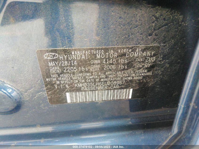 2014 HYUNDAI ELANTRA GT - KMHD35LH6EU208967