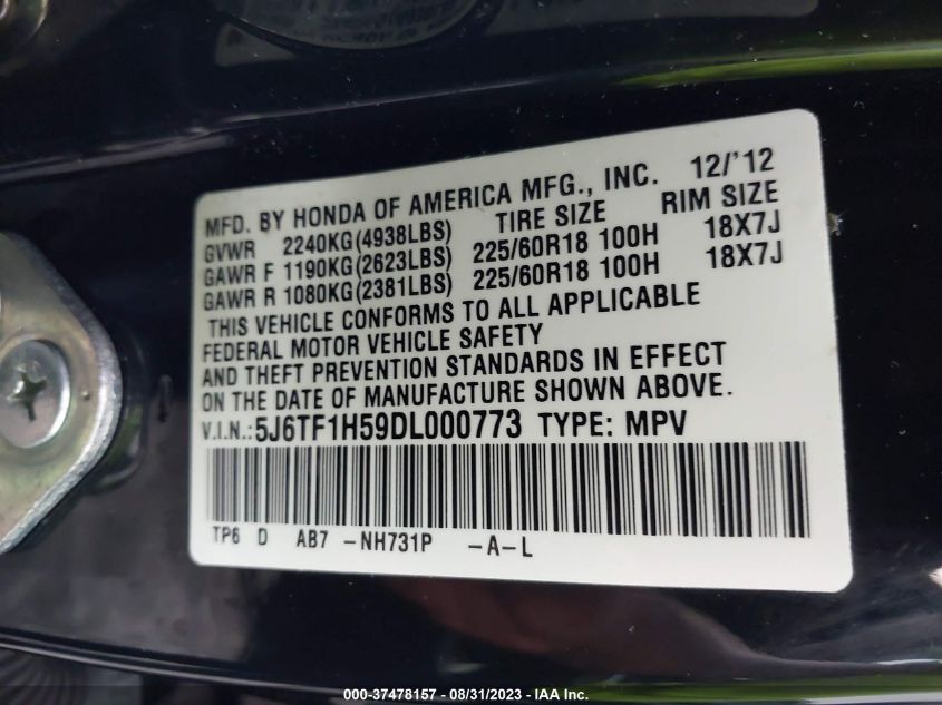 2013 HONDA CROSSTOUR EXL - 5J6TF1H59DL000773