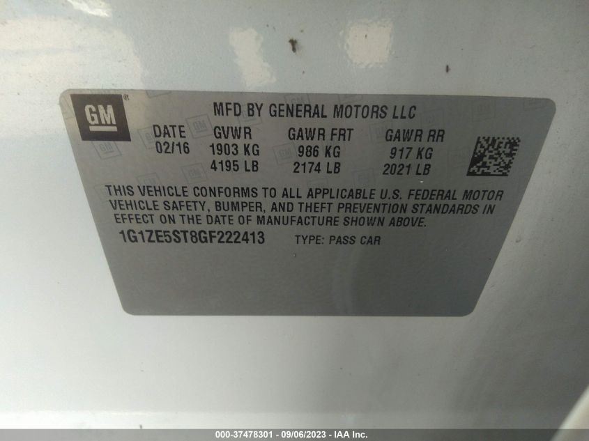 2016 CHEVROLET MALIBU LT - 1G1ZE5ST8GF222413