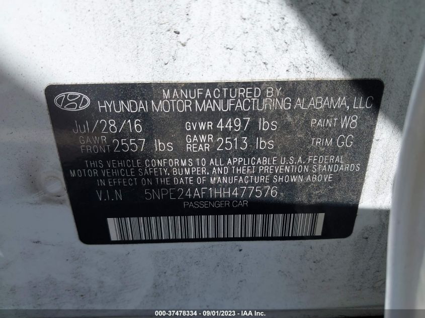 2017 HYUNDAI SONATA SE - 5NPE24AF1HH477576