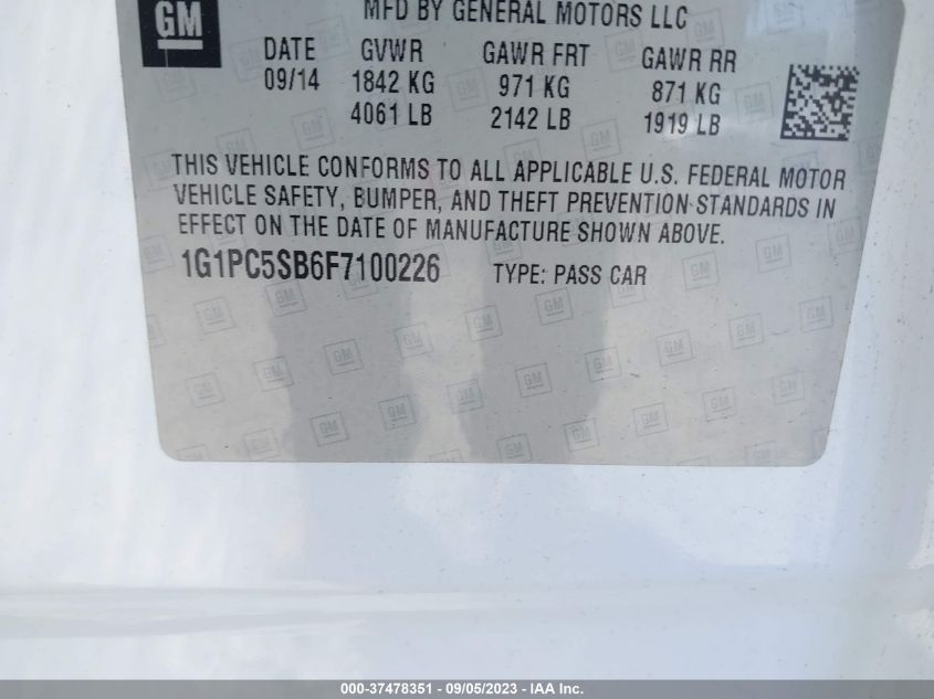 2015 CHEVROLET CRUZE LT - 1G1PC5SB6F7100226