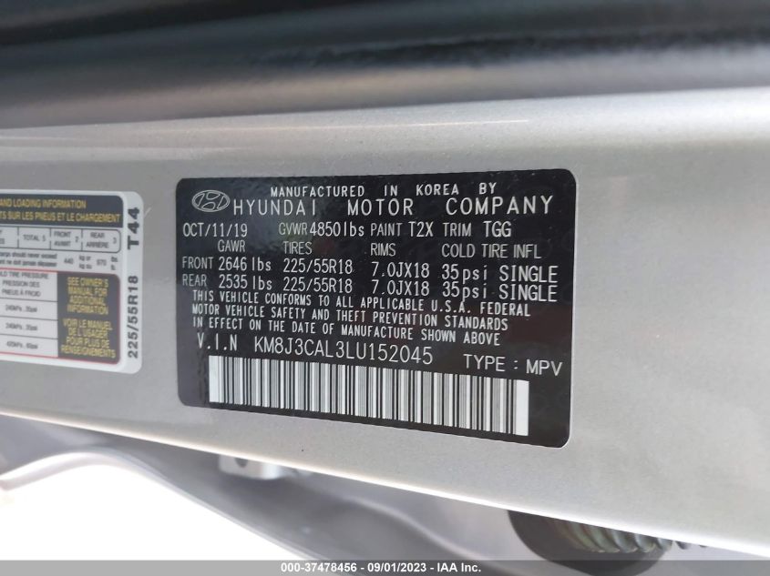 2020 HYUNDAI TUCSON SEL - KM8J3CAL3LU152045