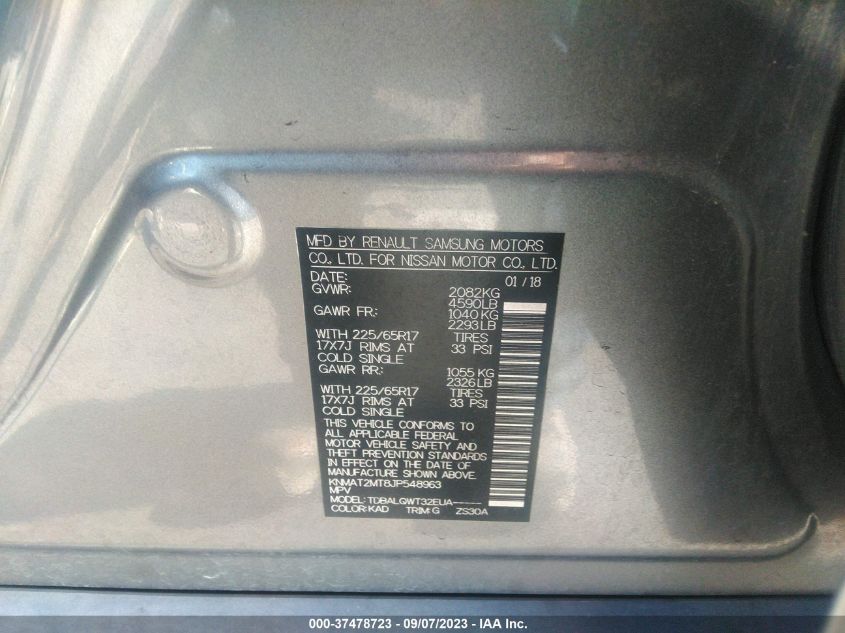 2018 NISSAN ROGUE SV - KNMAT2MT8JP548963