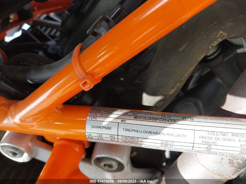 2015 KTM RC 390 MD2JGJ409FC254310