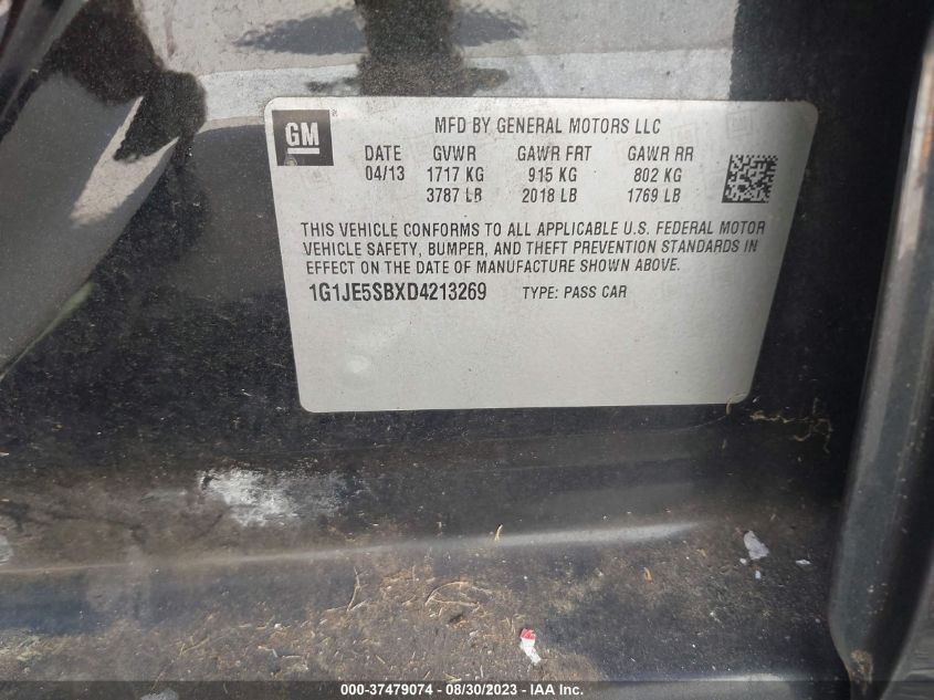 2013 CHEVROLET SONIC LTZ - 1G1JE5SBXD4213269