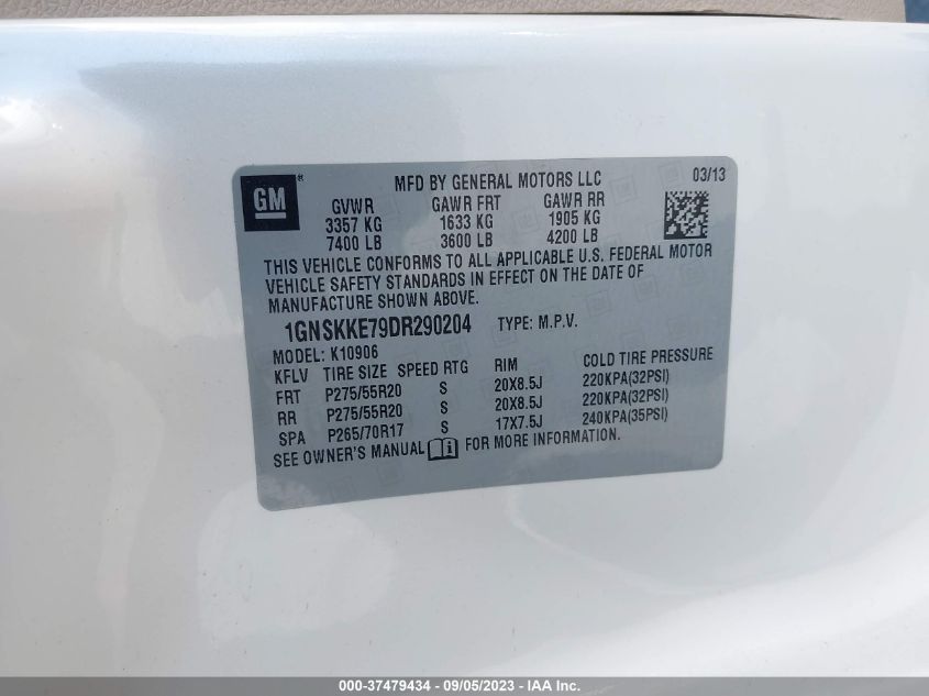 2013 CHEVROLET SUBURBAN LTZ - 1GNSKKE79DR290204