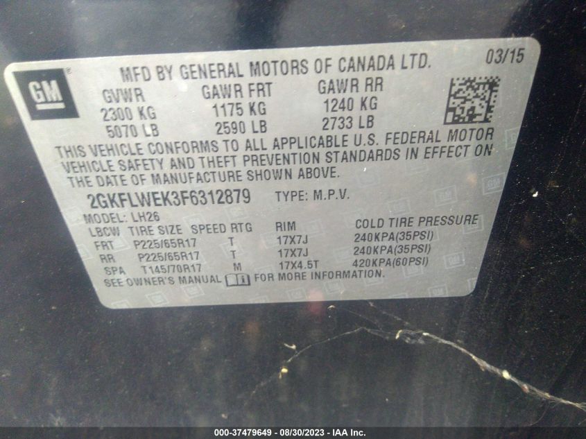 2015 GMC TERRAIN SLE - 2GKFLWEK3F6312879