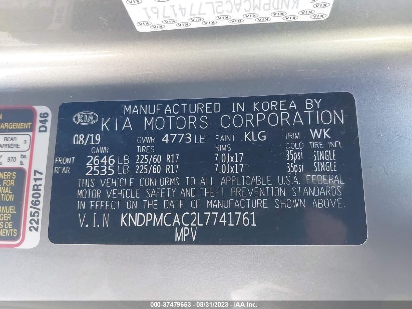 2020 KIA SPORTAGE LX - KNDPMCAC2L7741761