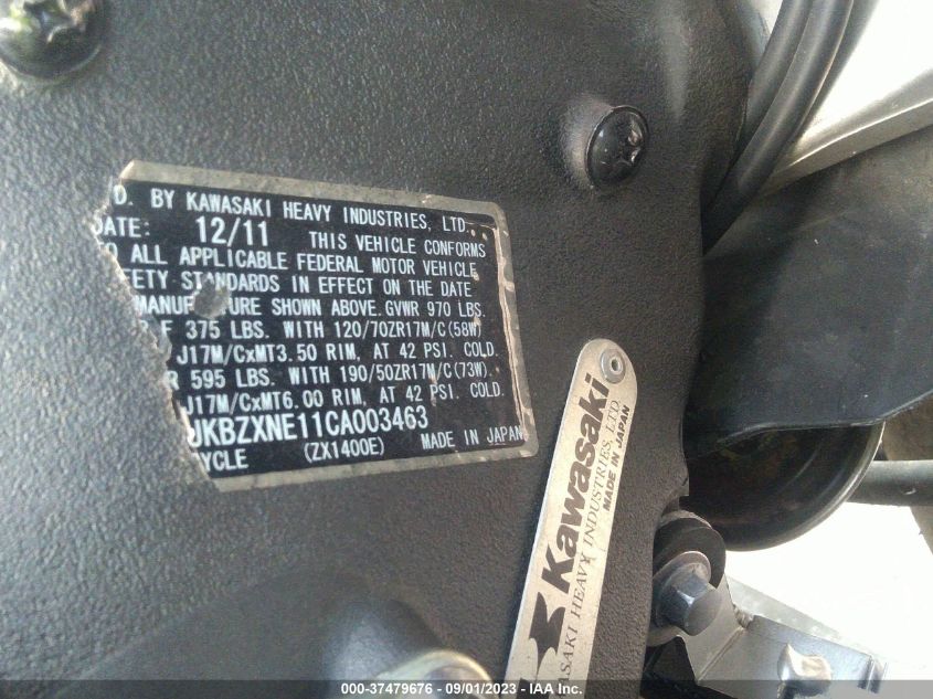 2012 KAWASAKI ZX1400 EC - JKBZXNE11CA003463