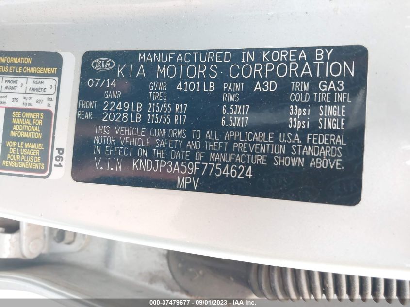 2015 KIA SOUL + - KNDJP3A59F7754624