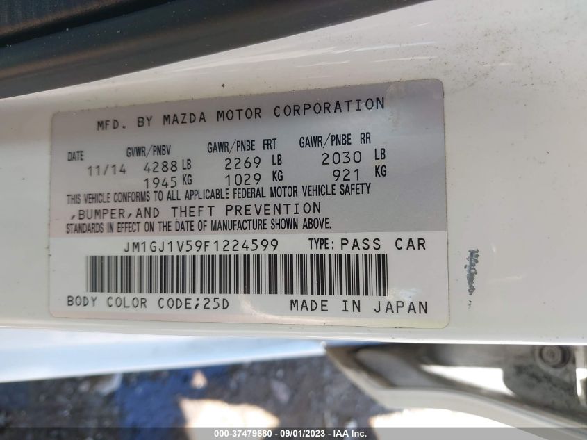 2015 MAZDA MAZDA6 I TOURING - JM1GJ1V59F1224599