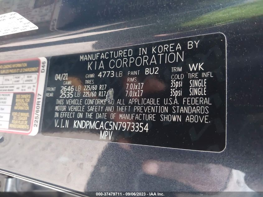 KNDPMCAC5N7973354 Kia Sportage L 9