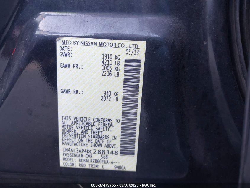 2013 NISSAN ALTIMA 2.5 S - 1N4AL3AP4DC288348