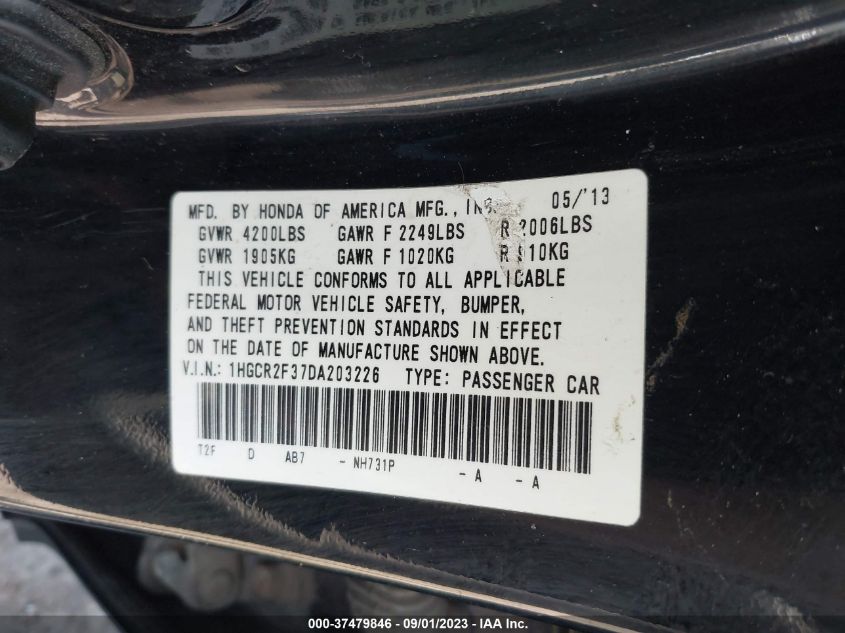 2013 HONDA ACCORD LX - 1HGCR2F37DA203226