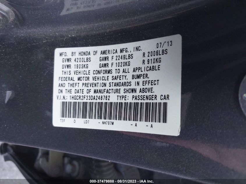 2013 HONDA ACCORD SDN LX - 1HGCR2F30DA116526