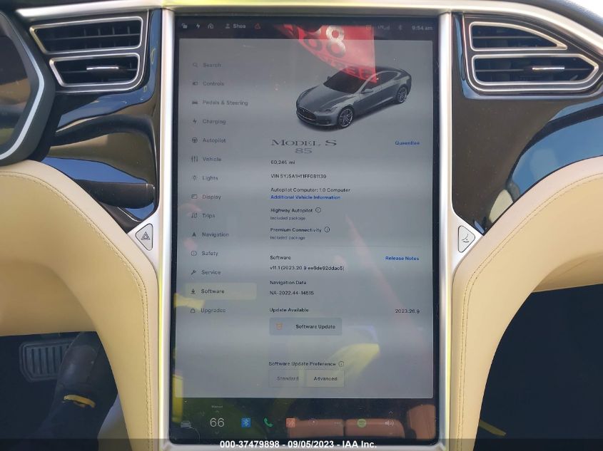 2015 TESLA MODEL S KWH BATTERY - 5YJSA1H11FF081139