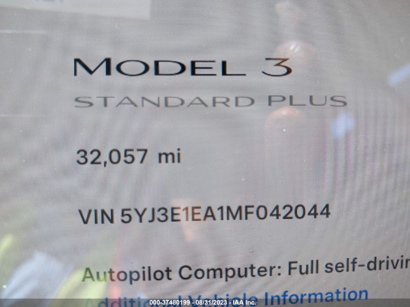 2021 TESLA MODEL 3 STANDARD RANGE PLUS - 5YJ3E1EA1MF042044