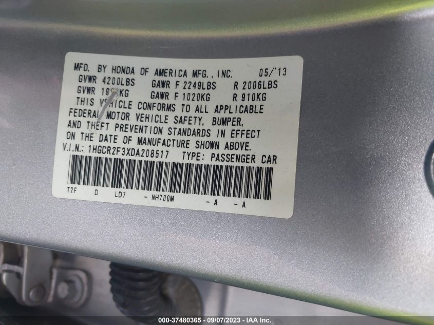 2013 HONDA ACCORD SDN LX - 1HGCR2F3XDA208517