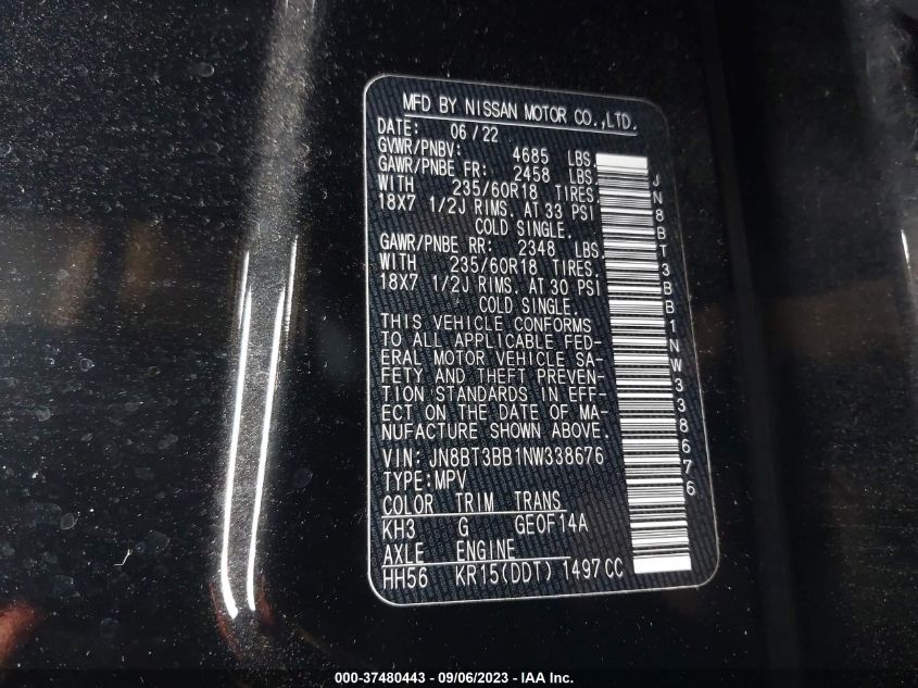 2022 NISSAN ROGUE SV - JN8BT3BB1NW338676