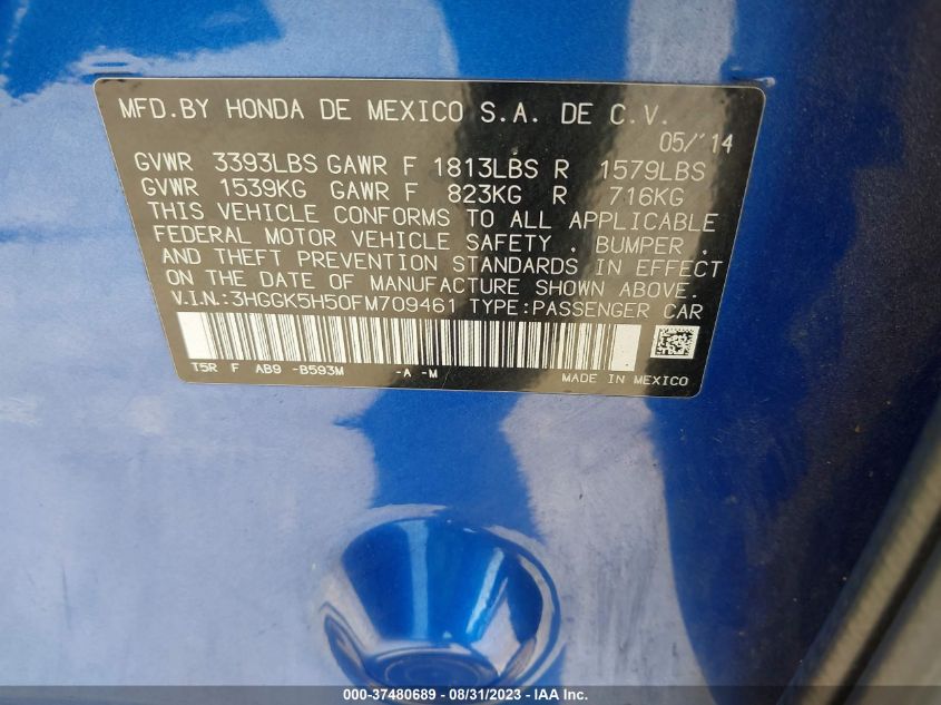 2015 HONDA FIT LX - 3HGGK5H50FM709461