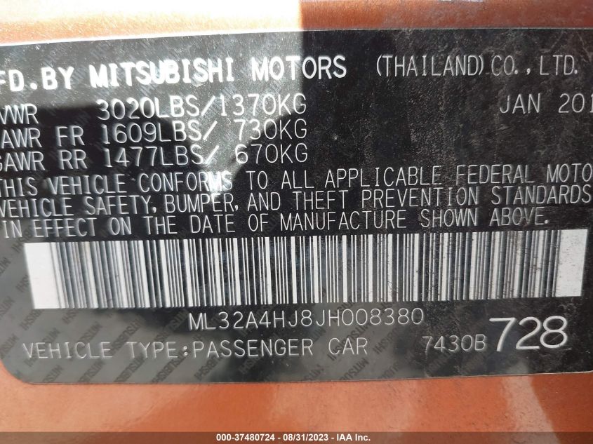 VIN ML32A4HJ8JH008380 2018 MITSUBISHI MIRAGE no.9