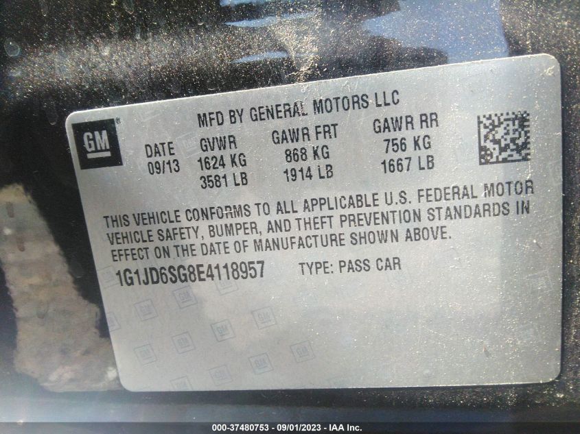 2014 CHEVROLET SONIC LT - 1G1JD6SG8E4118957