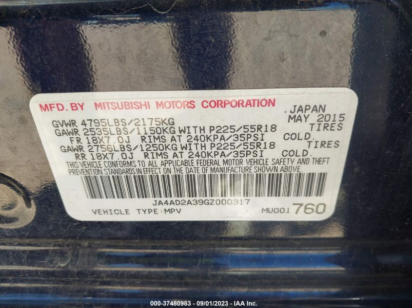 2016 MITSUBISHI OUTLANDER ES - JA4AD2A39GZ000317