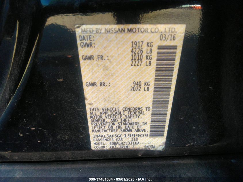 2016 NISSAN ALTIMA 2.5 SR - 1N4AL3AP5GC199909
