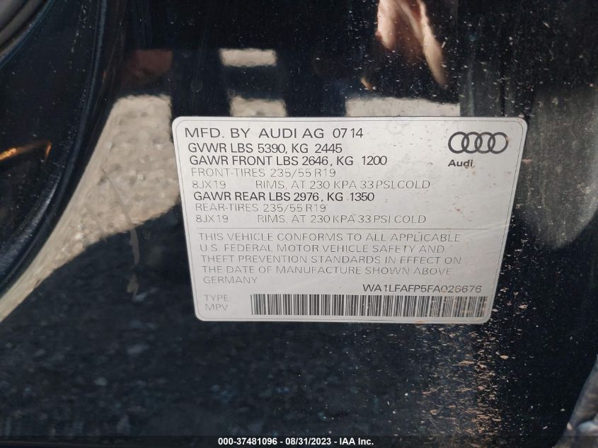 VIN WA1LFAFP5FA026676 2015 AUDI Q5 no.9