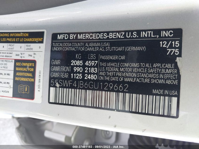 2016 MERCEDES-BENZ C-CLASS C 300 - 55SWF4JB6GU129662