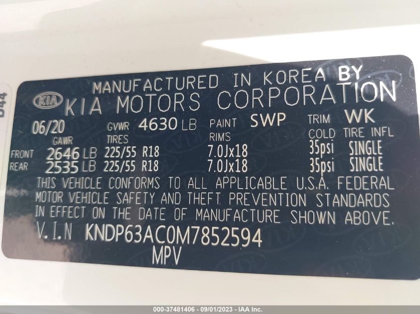 2021 KIA SPORTAGE S - KNDP63AC0M7852594