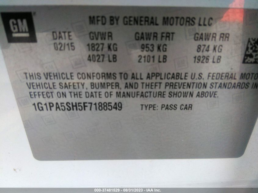 2015 CHEVROLET CRUZE LS - 1G1PA5SH5F7188549