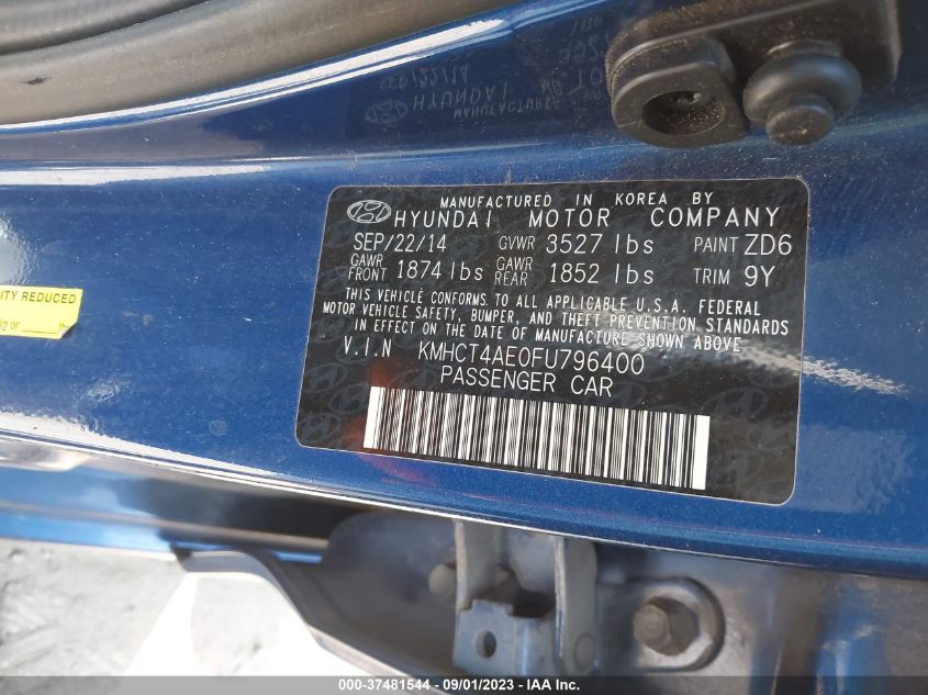 2015 HYUNDAI ACCENT GLS - KMHCT4AE0FU796400
