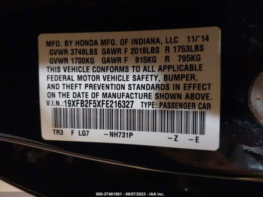 2015 HONDA CIVIC LX - 19XFB2F5XFE216327