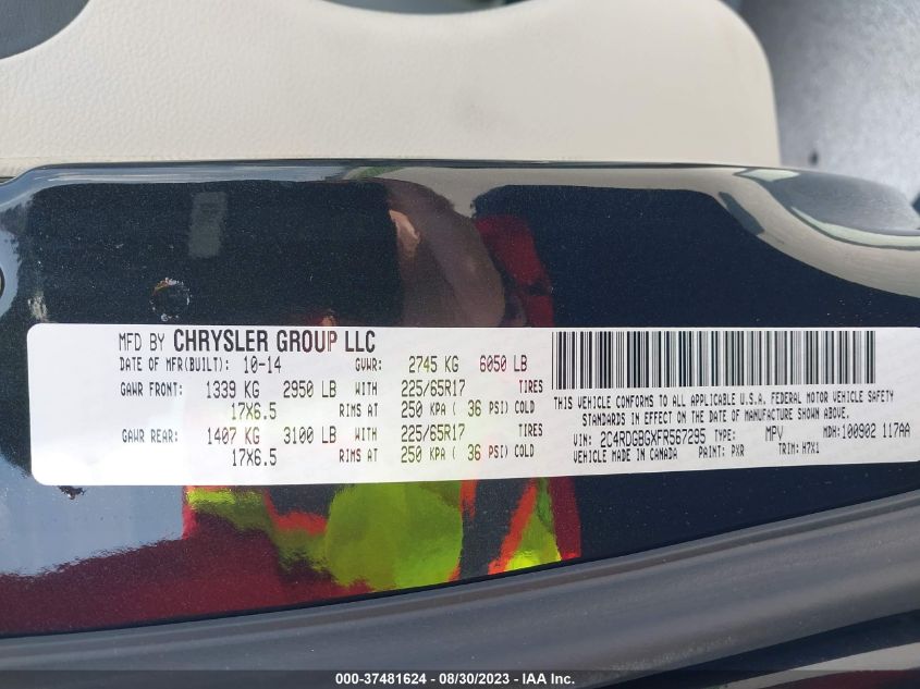 2015 DODGE GRAND CARAVAN SE - 2C4RDGBGXFR567295