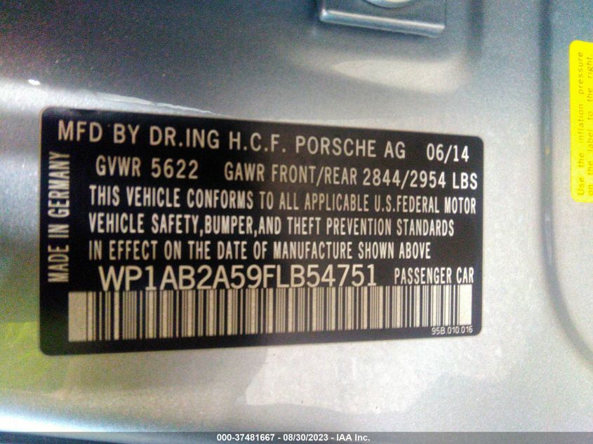 2015 PORSCHE MACAN S - WP1AB2A59FLB54751
