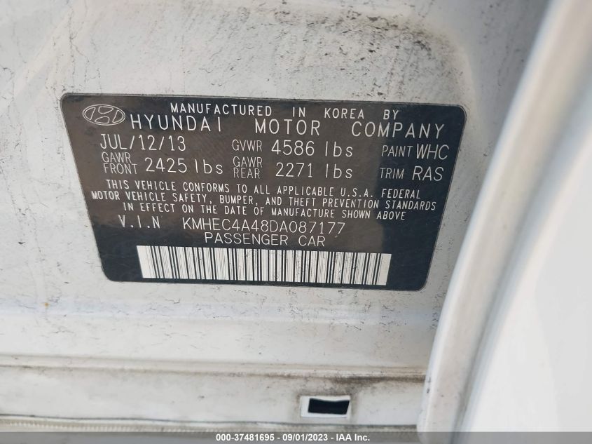 2013 HYUNDAI SONATA HYBRID - KMHEC4A48DA087177