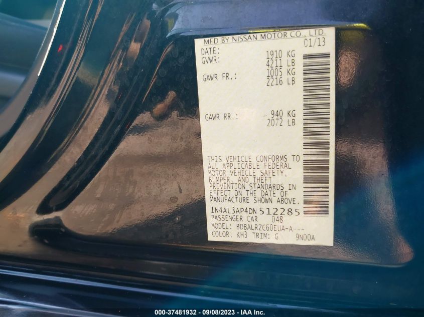2013 NISSAN ALTIMA 2.5 S - 1N4AL3AP4DN512285