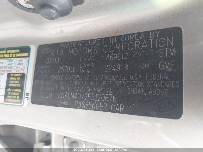 2014 KIA CADENZA PREMIUM KNALN4D72E5120676
